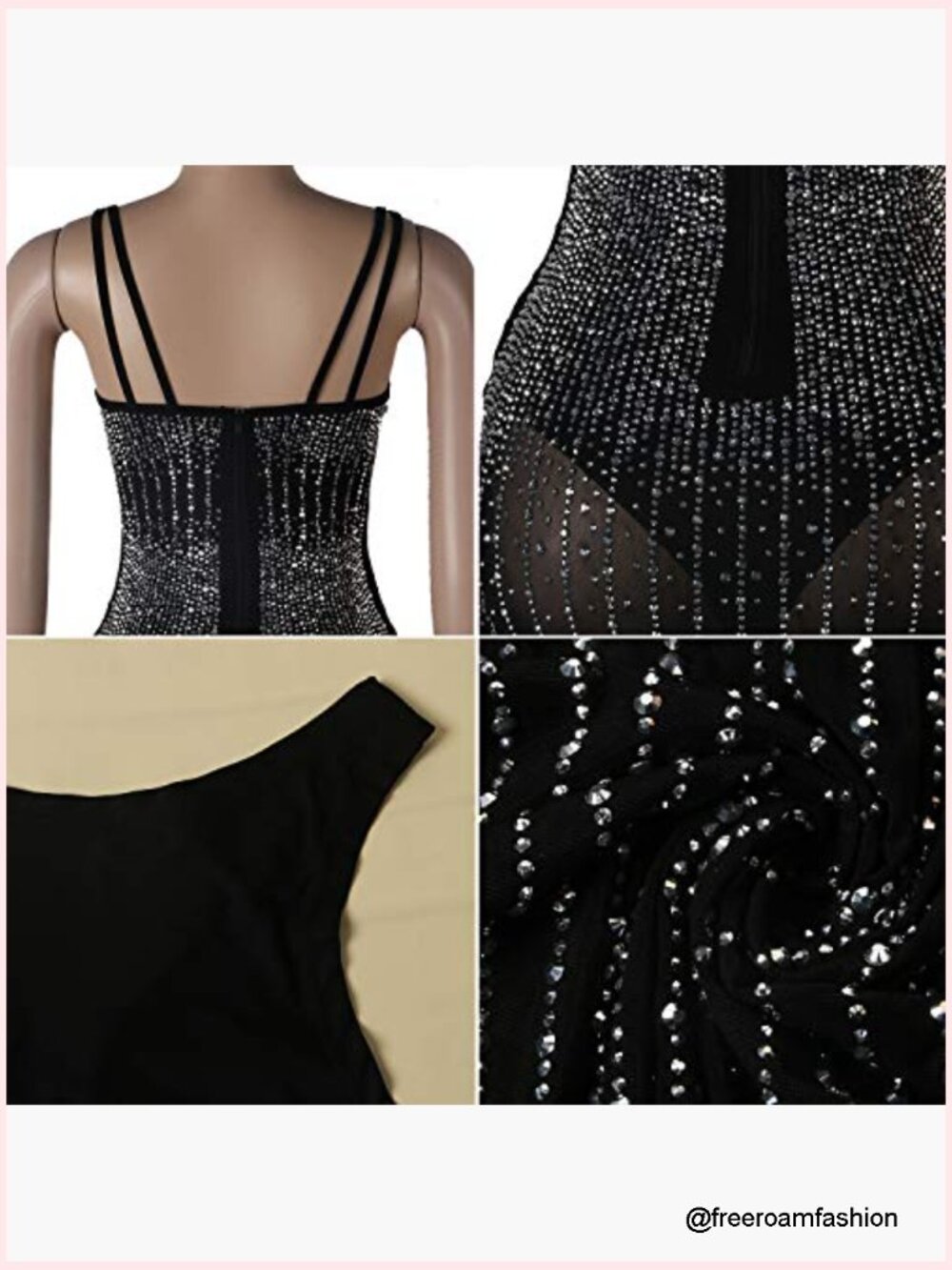 Long Sleeve Birthday Dress Sexy Rhinestone Bodycon Midi Dress - Picture 5 of 6